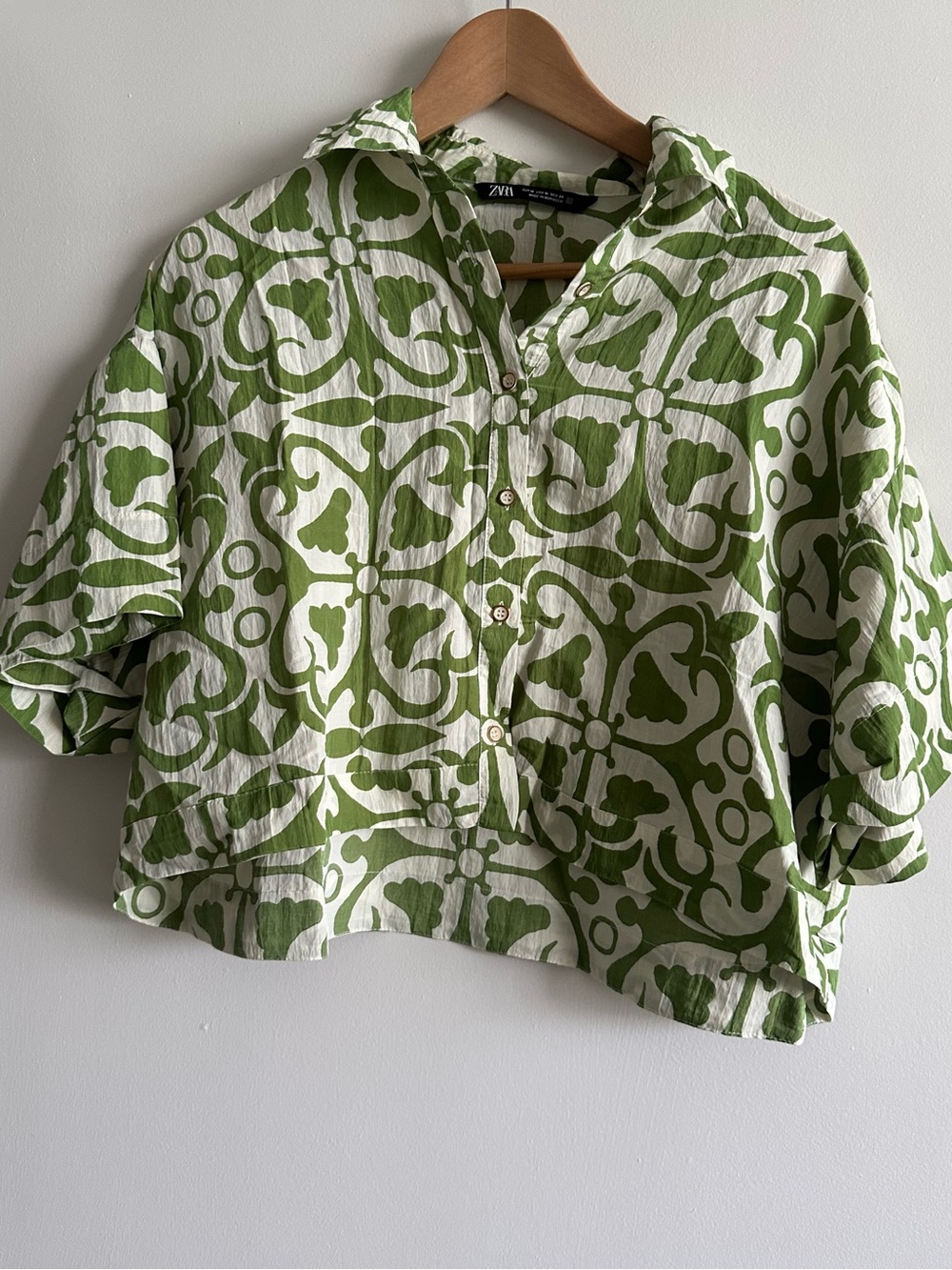 Zara Green and White Patterned Set